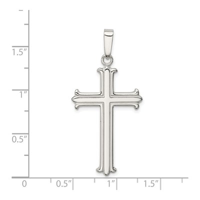 Sterling Silver Fleur de Lis Cross Pendant – view 4