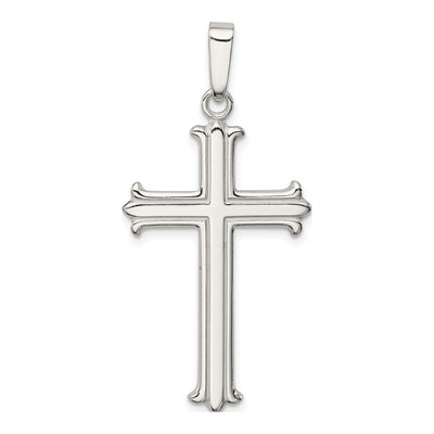 Sterling Silver Fleur de Lis Cross Pendant