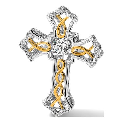 Sterling Silver CZ Cross Pendant – view 6