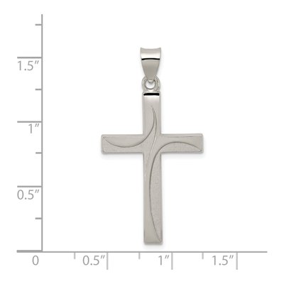 Sterling Silver Textured Latin Cross Pendant – view 4