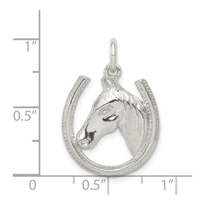Sterling Silver Horseshoe Horse Head Pendant – view 4