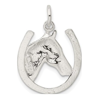 Sterling Silver Horseshoe Horse Head Pendant – view 5