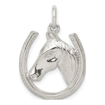Sterling Silver Horseshoe Horse Head Pendant