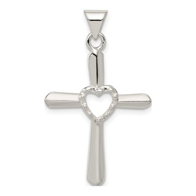 Sterling Silver Cross Heart Pendant