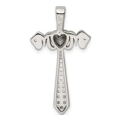 Rose Gold-Plated Sterling Silver CZ Mom Cross Pendant – view 5