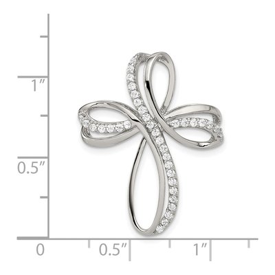Sterling Silver CZ Cross Slide Pendant – view 4