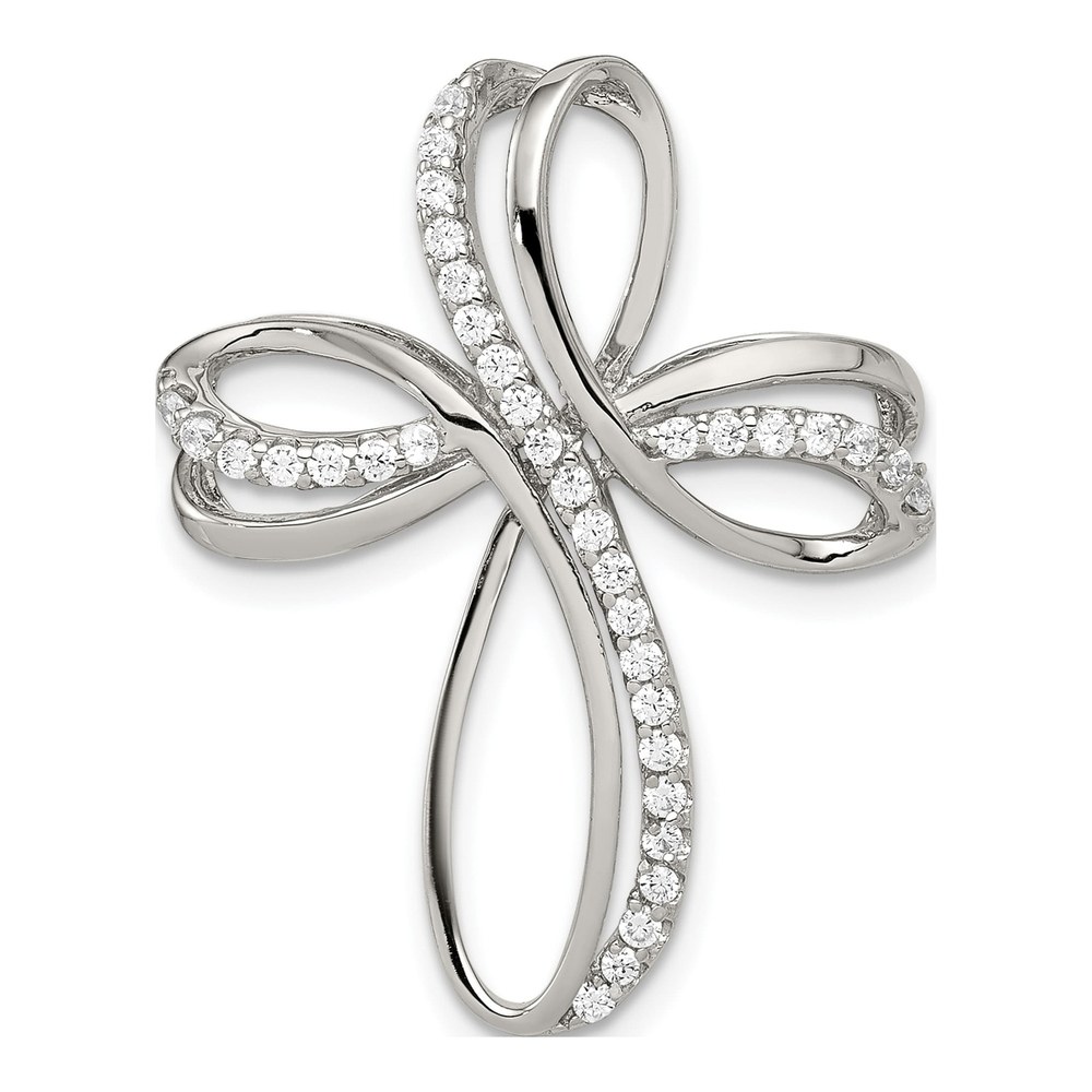 Sterling Silver CZ Cross Slide Pendant