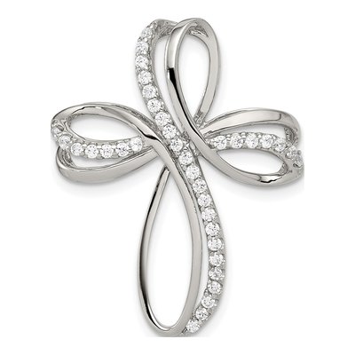 Sterling Silver CZ Cross Slide Pendant