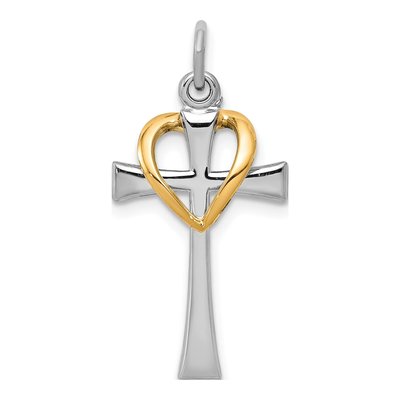 Sterling Silver Cross Heart Pendant
