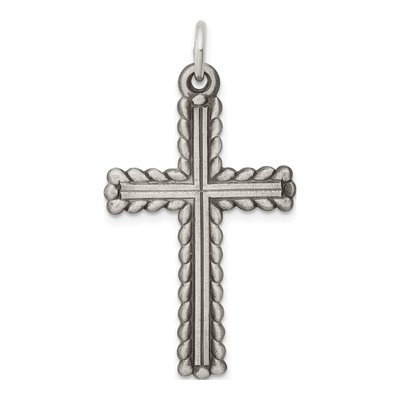 Sterling Silver Antiqued Textured Latin Cross Pendant