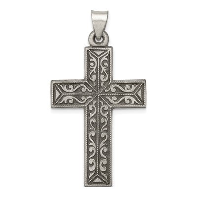 Sterling Silver Antiqued Latin Cross Pendant