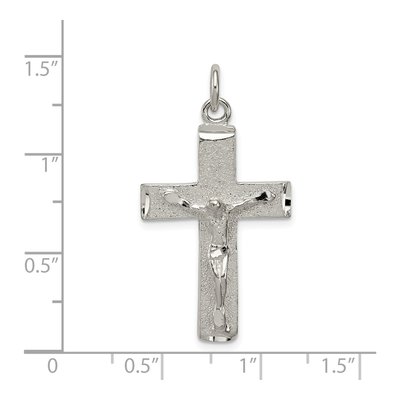 Sterling Silver Squared Cross Crucifix Pendant – view 4