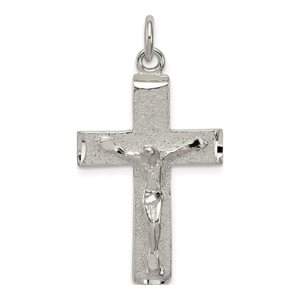 Sterling Silver Squared Cross Crucifix Pendant