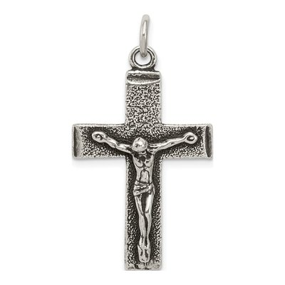 Sterling Silver Antiqued Cross Crucifix Pendant