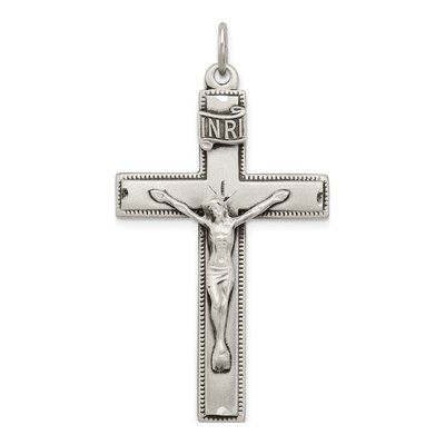 Sterling Silver INRI Crucifix Cross Pendant