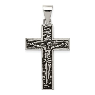 Sterling Silver Antiqued Crucifix Pendant