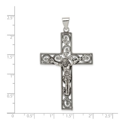 Sterling Silver Antiqued Filigree Crucifix Pendant – view 4