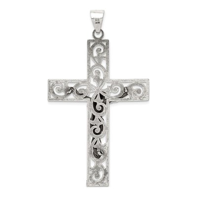 Sterling Silver Antiqued Filigree Crucifix Pendant – view 5