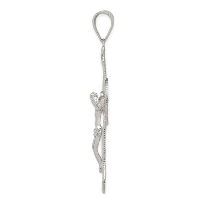 Sterling Silver Leaf Large INRI Crucifix Pendant – view 2
