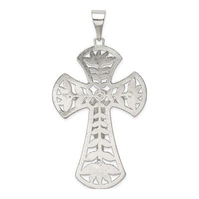 Sterling Silver Leaf Large INRI Crucifix Pendant – view 4