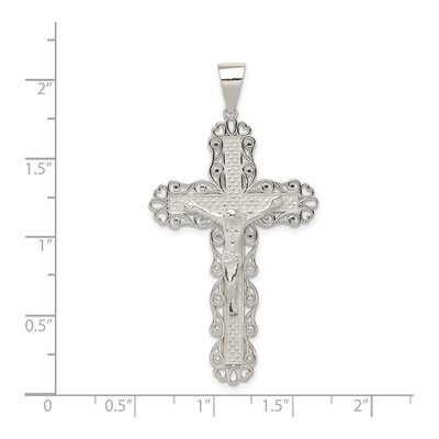 Sterling Silver Filigree Cross Crucifix Pendant – view 4