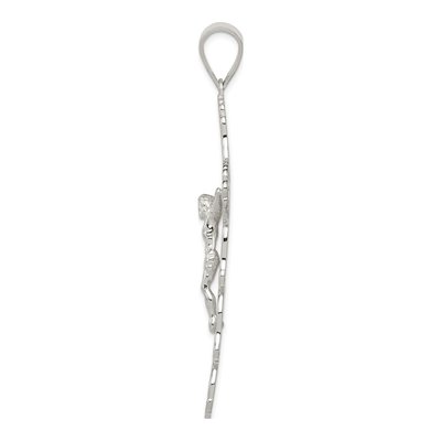 Sterling Silver Large Floral Cross Jesus Pendant – view 3