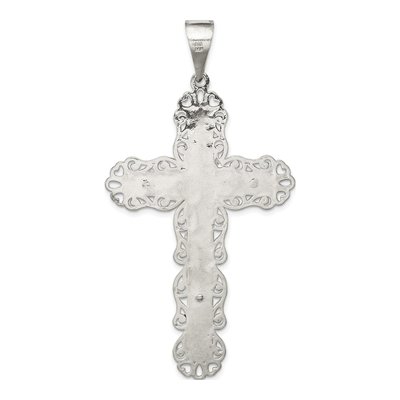 Sterling Silver Large Floral Cross Jesus Pendant – view 5