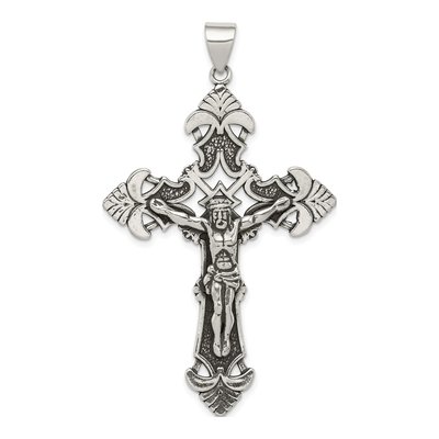 Sterling Silver Antiqued Crucifix Pendant