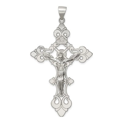 Sterling Silver Large INRI Crucifix Pendant