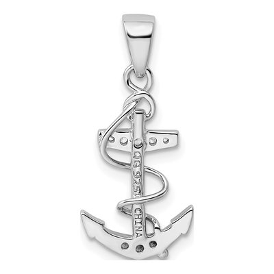 Sterling Silver CZ Anchor Pendant – view 4