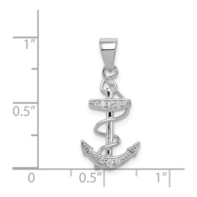 Sterling Silver CZ Anchor Pendant – view 5