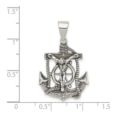 Sterling Silver Antiqued INRI Crucifix Pendant – view 4