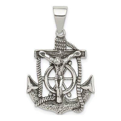 Sterling Silver Antiqued INRI Crucifix Pendant