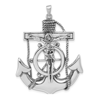 Sterling Silver Antiqued Mariner Cross Pendant