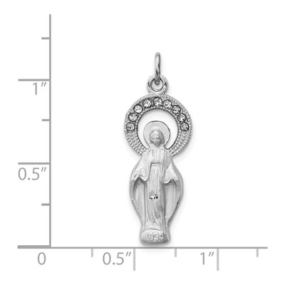 Sterling Silver CZ Miraculous Medal Pendant – view 5