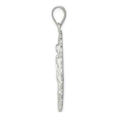 Sterling Silver Religious Ruffled Circle Pendant – view 3