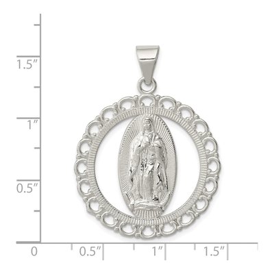 Sterling Silver Religious Ruffled Circle Pendant – view 4