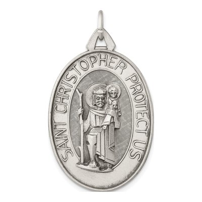 Sterling Silver St Christopher Medal Pendant