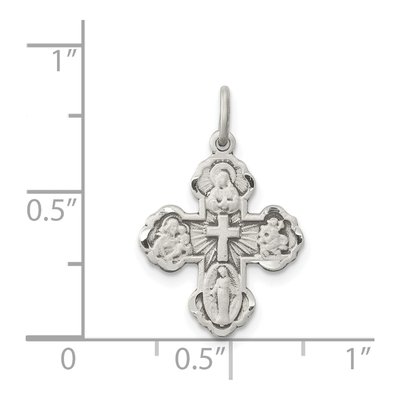 Sterling Silver Antiqued Mini 4-Way Medal Cross Pendant – view 4