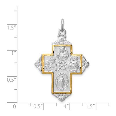 Gold-Plated Sterling Silver 4-Way Cross Medal Pendant – view 4