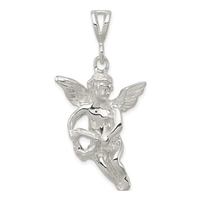 Sterling Silver Flying Angel Heart Pendant