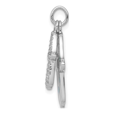 Sterling Silver CZ Enamel Hamsa Pendant – view 3