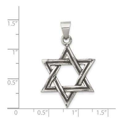Sterling Silver Antiqued Star of David Pendant – view 4
