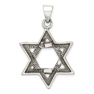 Sterling Silver Antiqued Star of David Pendant – view 5