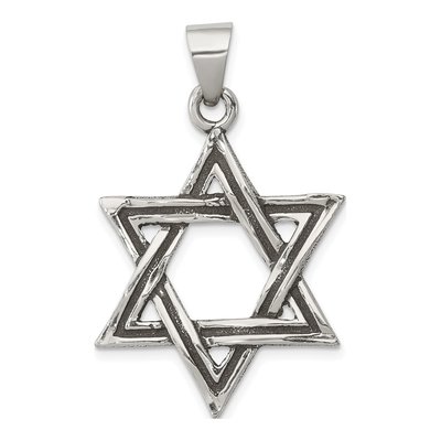Sterling Silver Antiqued Star of David Pendant