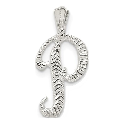 Sterling Silver Letter P Slide Pendant