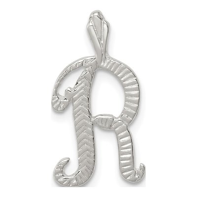 Sterling Silver Letter R Slide Pendant