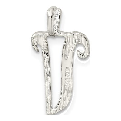 Sterling Silver Letter V Slide Pendant – view 4