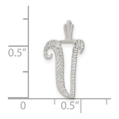 Sterling Silver Letter V Slide Pendant – view 5