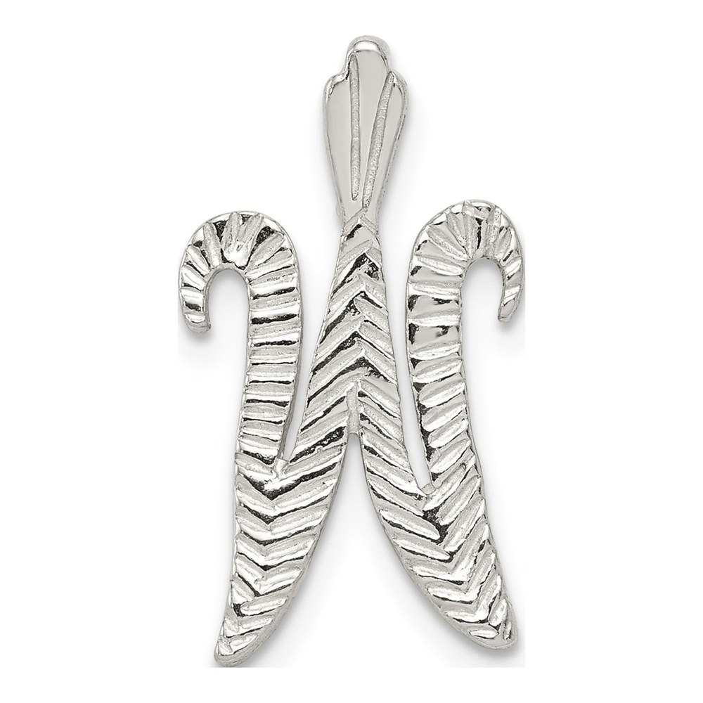 Sterling Silver Letter W Initial Chain Slide